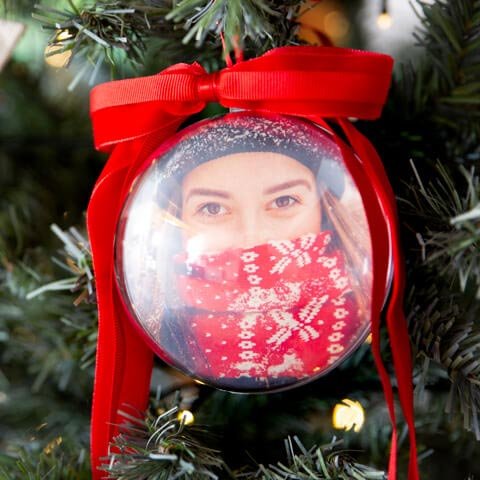 Palla di Natale con foto personalizzata 10 cm di diametro