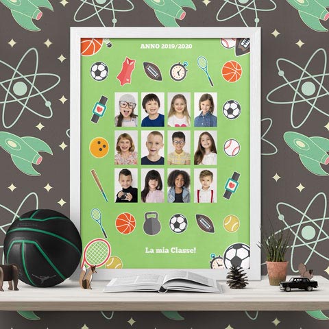 Poster Collage di Classe Poster 30x40 con astine o cornici